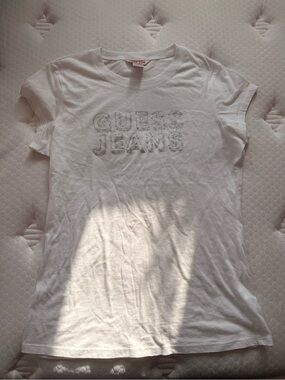 Guess White Tee with Rhinestone GUESS JEANS Logo